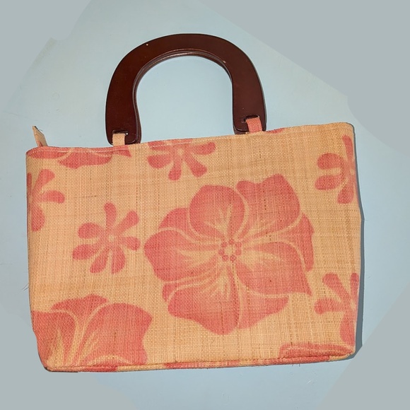 Ladies Woven Raffia Tropical Resort Straw Tote Bag - Blue Tropical - Picture 5 of 5